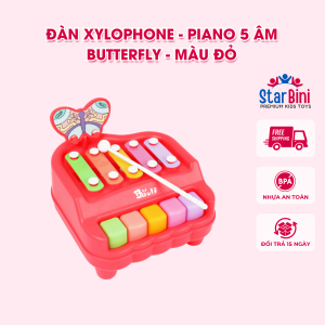 Đồ chơi trẻ em Đàn Xylophone Piano 5 Âm Butterfly - Màu Đỏ - BAOLI 1907#R bé 18 tháng đàn gõ tích hợp đàn piano. Starbini