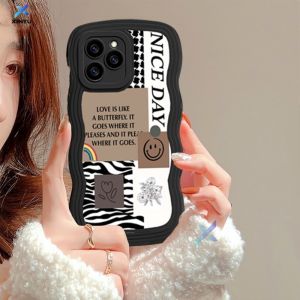 (Lokal Ready) Xinyu Casing hp OPPO Reno 8T 4G Reno 6 5G Reno 5 Reno 5F Reno 4F  Wavy Edge Smiley Pola Penyambungan Leopard Lembut Sarung Tpu Soft Case