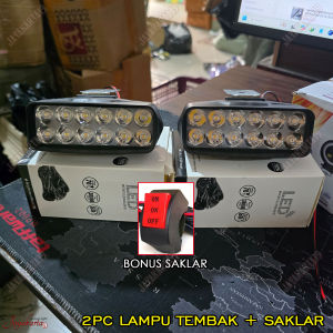 2PC Lampu LED Bar Tembak Sorot CREE Motor Mobil 12 Titik Mata Dua Susun BONUS SAKLAR