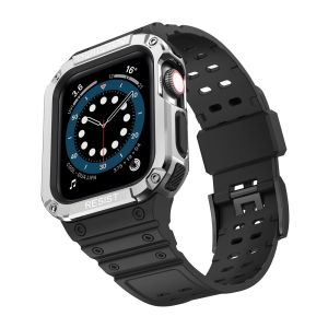 For Apple Watch series 7 6 SE 5 4 3 44mm 40mm strap Breathable Sport Strap Silicone Belt Bracelet For Apple Watch Band 41mm 45mm 38mm 42mm Watch Case + Strap