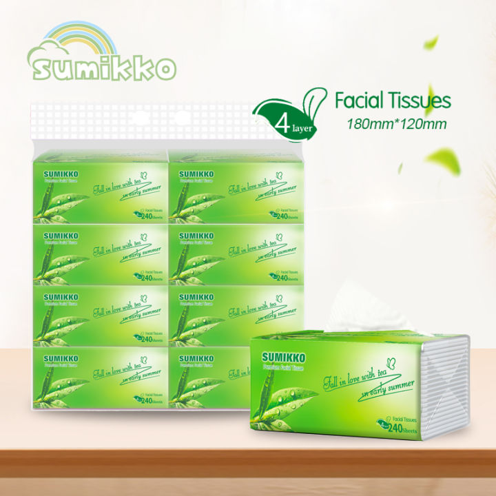 Sumikko Tree care Organic green tea Facial Tissue handing wall toilet