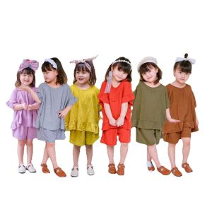 Setelan Anak Rayon Pendek Smilee Polos Freya Size 1-5 Tahun