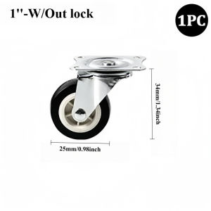 1/1.5/2/3 inch Black Rubber Caster Wheels Rotate With Lock No Lock Heavy Duty Trolley Wheel