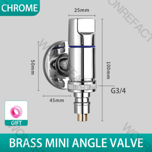 G1/2 Mini Multi-Function Faucet Brass One-in-two-out Dual-control Washing Machine Chrome Tap Three-way Triangle Valve