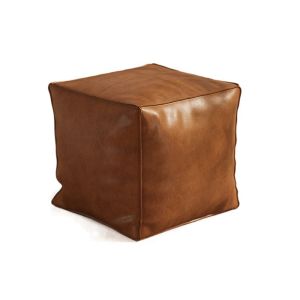HOUCHU Non-Slip Storage Stool Waterproof Large Capacity PU Leather Ottoman Foot Rest Square Leather Pouf Room