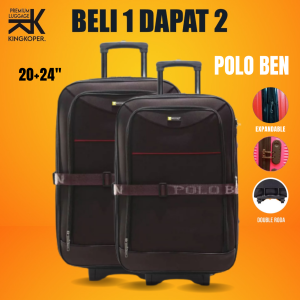 Koper Set 20+24 inch Polo Ben  -  koper kabin - koper bagasi - Tas Travel - koper kain - koper anti pecah - koper  murah - koper roda 4 – koper 4 roda - koper anti air - koper premium – koper import - bayar di tempat - polo - gratis ongkir - koper bahan