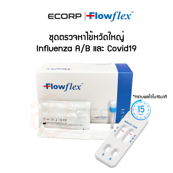 ชุดตรวจไข้หวัดใหญ่ และโควิด ATK Flowflex combo ตรวจโอมิครอน ตรวจไข้หวัด ...
