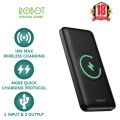 ROBOT Power Bank 10000mAh Wireless Charging Quick Charge PD 3.0 VPB-W11 Black【18 Month Warranty】. 