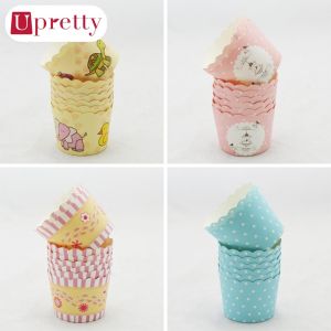 Upretty 50 PCs Rainbow cupcake paper liners cupcake boxes baking cup egg tarts tray kitchen accessories pastry decorating tools