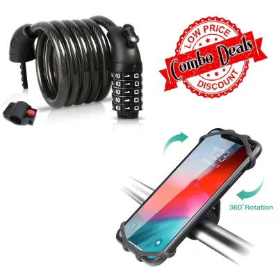 Bicycle Cable Lock with mounting bracket accessories High Security 5 Digit Combination Coiling Bike Cable locklong 1.2m cable for outdoor convenience [Local Seller. Ready Stock]