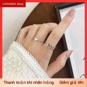 CS 2 chiếc nhẫn trái tim tình yêu rỗng thời trang nhẫn hình học cá tính nhẫn mở vòng Vòng chỉ số thích hợp nhẫn ngón tay trang sức thời trang Nhẫn quà tặng