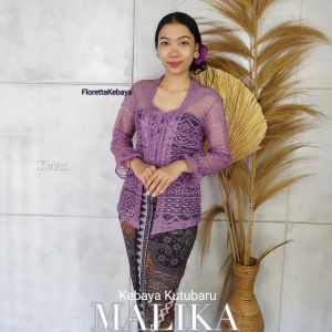 Setelan Kebaya Brokat Cord Malika dan Bawahan Kamen Jadi Batik Songket Moscrepe Free Selendang Bali