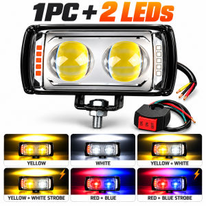 3Lens Mini Driving light 6 Modes For Motorcycle LED Headlight 60W Flash Fog Light With 3-Wire Switch