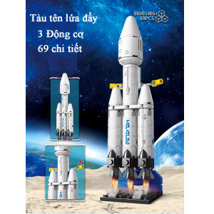 Bộ đồ chơi lắp ráp tàu vũ trụ NASA tàu tên lửa đẩy 3 động cơ chất liệu nhựa ABS an toànnhiều chi tiết