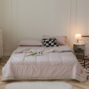 Dansunreve Chăn Bông Màu Trơn 100% Cotton Giặt Được Chăn Lông Vũ Chần Bông Chăn Điều Hòa Không Khí Đơn Giản Và Thoáng Khí Siêu Mềm Phong Cách Châu Âu 1 Chiếc