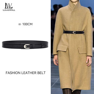 LouisWill Fashion Women Belts Waist Belt Elegant Buckle Design Adjustable Girls Ladies Belt Second-layer Cowhide Long Straps Waistbands Dress Coat Alloy Buckle Decorations