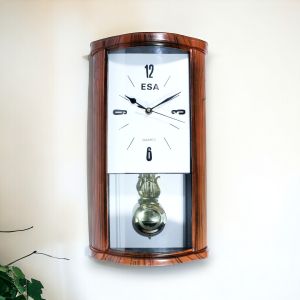 Jam Dinding Bandul Bunyi Tiap Jam Warna Coklat Tua Esa ZX1002