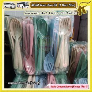 ( isi 50 pcs ) Souvenir Sendok Garpu Sumpit LOKAL Set Travel Kemas PLASTIK Makassar
