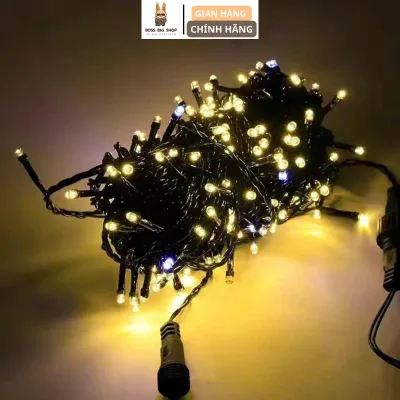 Dây đèn led trang trí Noel tết bóng bi tròn pha lê dài 10 mét 30 bóng ánh sáng vàng sử dụng cắm điện trực tiếp