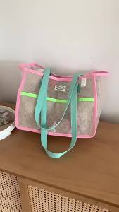 Summer simple mesh womens handbag portable snack storage bag for camping large-capacity supermarket shopping bag for women