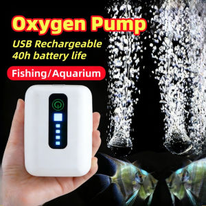 Dual Air Pump Aquarium 1800mAh 2L/1min Silent Oxygen Aerator USB Rechargeable Oxygen Pump