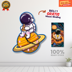 COD Grosir jam dinding Beli 1 GRATIS 1 hiasan dinding/jam dinding anak Tema Astronot/jam dinding anak karakter/jam dinding anak aesthetic