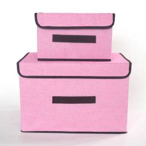 MM 2 Pcs Foldable Clothes Storage Box Covered Underwear Storage Box Clothing Underwear Organizer - Plain