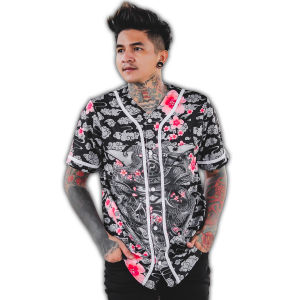 Kaos Baseball Sublim Printing MRKO 003 Motif Japanese Dragon Bahan Dryfit Wave