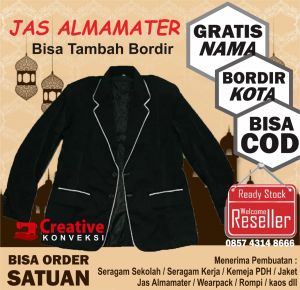 JAS + BORDIR NAMA | Jas Almamater Jas Sekolah Jas Pesantren / Jas Hitam - Jas Nikah - Jas Sekolah - Jas Pondok Dan Jas Pria Slimfit