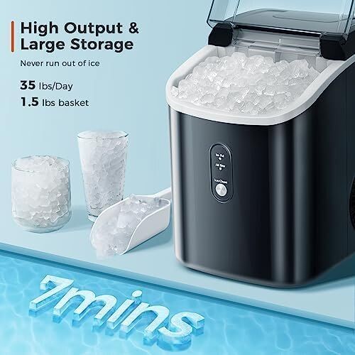 Nugget Ice Maker Countertop, Portable Ice Maker Machine With Self