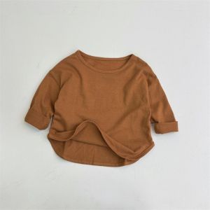 LITTLEX solid color Childrens Clothing O-neck Pure Cotton utumn Bottoming Shirts soft Boy Girl Tops kids