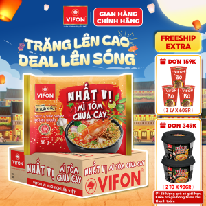 [VOUCHER 20%] Thùng 30 Gói Mì Nhất Vị Tôm Chua Cay/ Trộn Gà Phô Mai Cay VIFON 80g