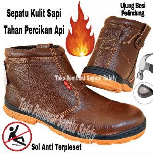Sepatu Safety Wellder Sepatu Safety Kitchen Sepatu Kulit Sapi Asli Tahan Api Las Sol Karet Anti Terpeleset Sepatu Safety Kerja Proyek Pabrik Tol Spbu Pertamnina mekanik PLN sepatu safety resleting kulit sapi asli sepatu safety king sepatu safety hitam