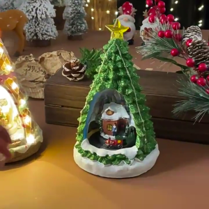 Cây Giáng Sinh Bức Tượng hộp nhạc Với Train Nhựa hộp nhạc Với đèn LED Cho Nam Nữ Kid quà giáng sinh Sinh Nhật