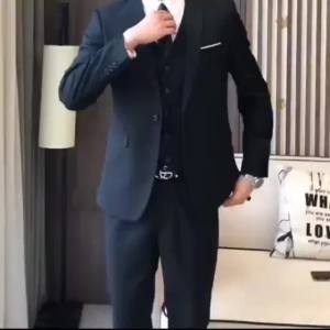 Luxury Beige Mens 3 Piece Suit Set Slim Fit Wedding Groom Tuxedo Formal Blazer Vest Pants for Groomsmen Prom Party