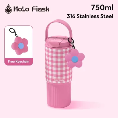 Holo Flask Tumbler Hot and 750ml Cold with Straw Coffee Mug Vacuum Insulated Stainless Steel Water Bottle Gift