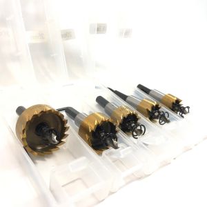 โฮซอทองเหลือง ดอกสว่าน โฮลซอเจาะเหล็ก อลูมิเนียม HSS เคลือบ ไทเทเนี่ยม 5 ชิ้น ขนาด 16-30 mm