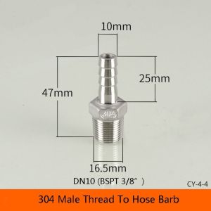 SPARAK 1Pcs Connector Adapter Pipe Joint 304 Stainless Steel Male Thread Hose Connector BSPT Pipe Fitting for PU PE Tube