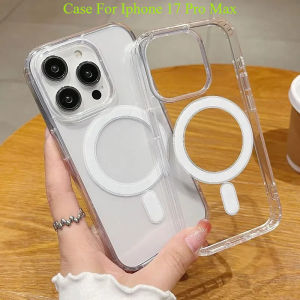 Luxury  Wireless Charge For Magsafe Transparent Case for iPhone 17 16 15 14 13 12 11 Pro Max Plus 16e 17e XR Mini Cover