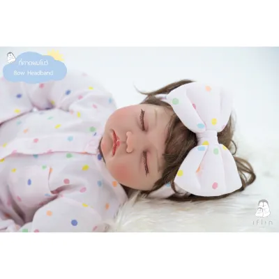 Iflin Baby - ที่คาดผมโบว์ สำหรับเด็กอ่อน - Bow Headband (for Baby) - โบว์ใหญ่นุ่มๆ ใช้ได้ตั้งแต่แรกเกิด