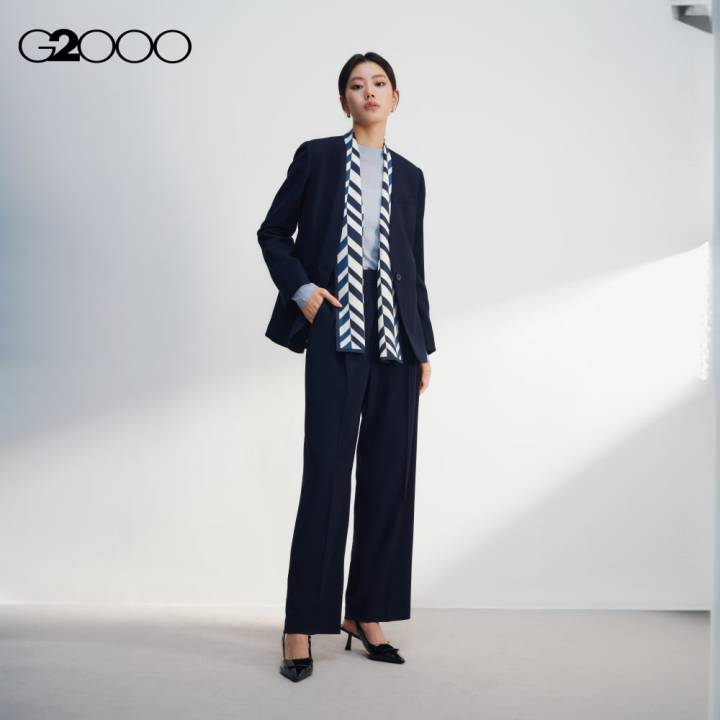 G2000 Collarless Twill Relaxed Fit Suit Blazer With Scarf Lazada