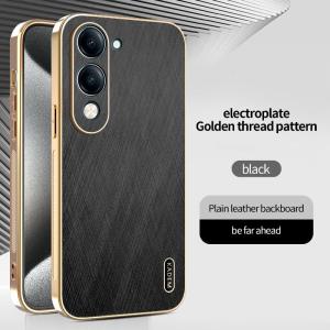 Case for vivo Y04 4G Y29s 5G Golden Threads and Silver Brocade Back Cover Electroplated Frame Precision-Cut Camera Protection Ultra-Thin Shockproof Design