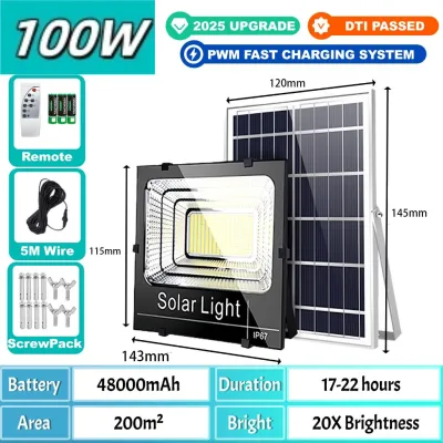 GENGYAN-N【BUY 1 TAKE 1】solar flood light 600W outdoor waterproof IP68 original 606LED 680000mAh with solar panel garden lamp room night light bulb for courtyard automatic with remote control christmas decorations 2025 As low as 98 pesos
