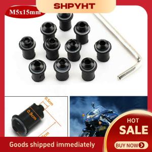 SHPYHT Bộ 10 chiếc bu lông vít gắn kính chắn gió xe máy kèm đai ốc M5 dài 15mm