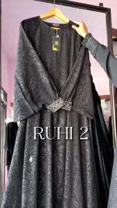 ABAYA RUHI | ABAYA RESLETING FULL BAWAH | GAMIS HITAM BY ASY-SYAKIRA FASHION TEMBORO