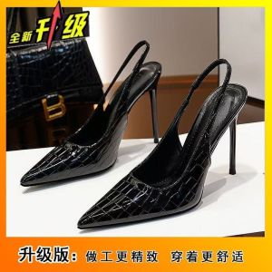 [Free Shipping] Stiletto Heels Pointed-Toe Pumps Versatile Open-Back Sandals New Spring/Summer Collection Black Elegant High Heels For Women