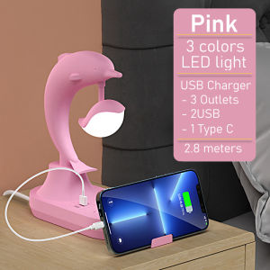 kokepope LED Desk Lamp Night Light with USB Charging Port and AC Power Outlet Strip