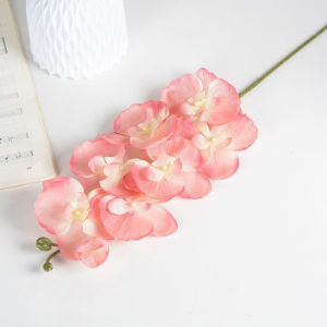 Bunga Buatan 8 Kepala Anggrek Bunga Palsu Phalaenopsis Tanaman Pot Dekorasi Rumah