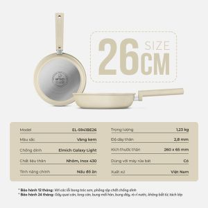 Chảo chống dính siêu bền Elmich Hera II EL-5941BE size 20/24/26/26cm - An toàn theo chuẩn Châu Âu Bảo toàn Vitamin và khoáng chất