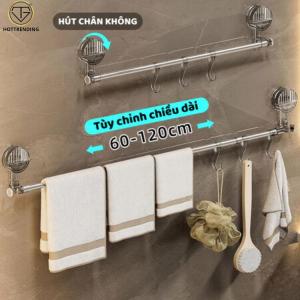 Giá Treo Khăn Mặt Cốc Hút Chân Không Điều Chỉnh Thu Gọn Ngắn DàiKệ Treo Đồ Nhà Bếp Treo Dép Nhà Tắm
